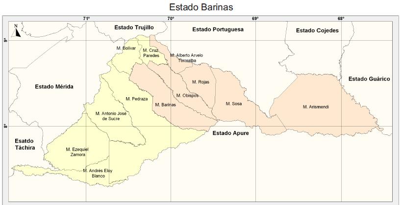 Mapa Del Estado Barinas Guao